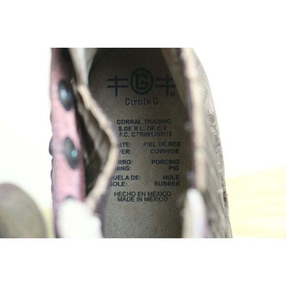 New Circle G by Corral Boots 7 Brown Leather Distressed Harness Studs Western - Picture 10 of 13